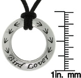 Jewelry Trends Sterling Silver Bird Lover Ring Pendant with Black Cord Necklace