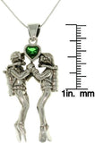 Jewelry Trends Sterling Silver Sea Life Scuba Divers Green Heart Pendant with 18 Inch Box Chain Necklace