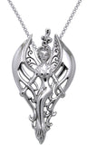 Jewelry Trends Sterling Silver Angel Pendant with Elegant Swirl Wings on 18 Inch Box Chain Necklace