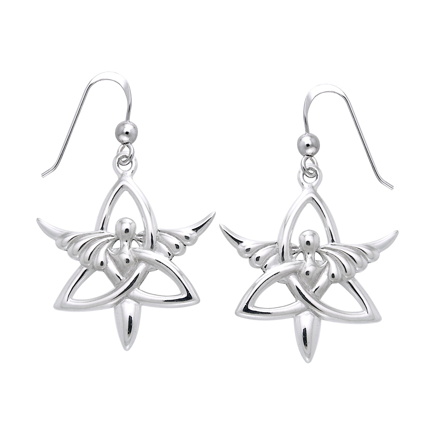 Jewelry Trends Sterling Silver Celtic Trinity Knot Angel Dangle Earrings Religious Jewelry