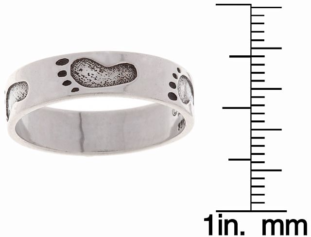Jewelry Trends Sterling Silver Footprints in the Sand Band Ring Whole Sizes 5 - 10 - 5