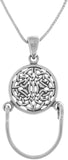Jewelry Trends Sterling Silver Round Celtic Knotwork Charm Holder Pendant on 18 Inch Box Chain Necklace