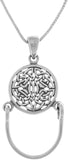 Jewelry Trends Sterling Silver Round Celtic Knotwork Charm Holder Pendant on 18 Inch Box Chain Necklace