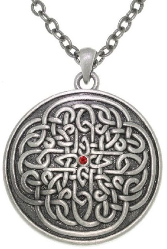 Jewelry Trends Pewter Sun Burst Celtic Knot Round Medallion Pendant on 24 Inch Chain Necklace