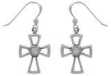 Jewelry Trends Sterling Silver and Mother of Pearl Celtic Cross Dangle Earrings