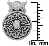 Jewelry Trends Sterling Silver Round Celtic Moon Goddess Pendant with Moonstone on 18 Inch Box Chain Necklace