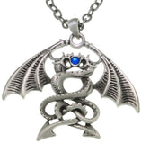 Jewelry Trends Pewter Double Dragon Unisex Pendant on 24 Inch Chain Necklace