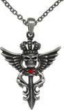 Jewelry Trends Pewter Winged Skull with Crown Pendant on 24 Inch Chain Necklace