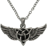 Jewelry Trends Pewter Alloy Winged Celtic Knot Pendant with 23 Inch Chain Necklace