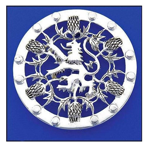 Lion and Thistle Brooch Pin in Silver
