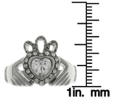 Jewelry Trends Stainless Steel Celtic Ring with Claddagh Heart Crown and Rhinestone Crystals Whole Sizes 5 - 8 - 5