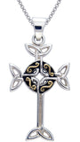 Jewelry Trends Sterling Silver and Gold-plated Celtic Cross Pendant on 18 Inch Box Chain Necklace