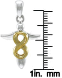 Jewelry Trends Sterling Silver and Gold-Plated Celtic Infinity Angel Pendant on 18 Inch Box Chain Necklace