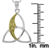 Jewelry Trends Sterling Silver Celtic Trinity Knot Pendant with 14k Gold-Plated Moon on 18 Inch Box Chain Necklace