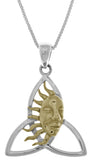 Jewelry Trends Sterling Silver Celtic Trinity Knot Pendant with 14k Gold-Plated Sun Face on 18 Inch Chain Necklace