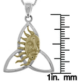 Jewelry Trends Sterling Silver Celtic Trinity Knot Pendant with 14k Gold-Plated Sun Face on 18 Inch Chain Necklace