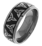 Jewelry Trends Titanium Celtic Trinity Knot Band Ring with Black IP