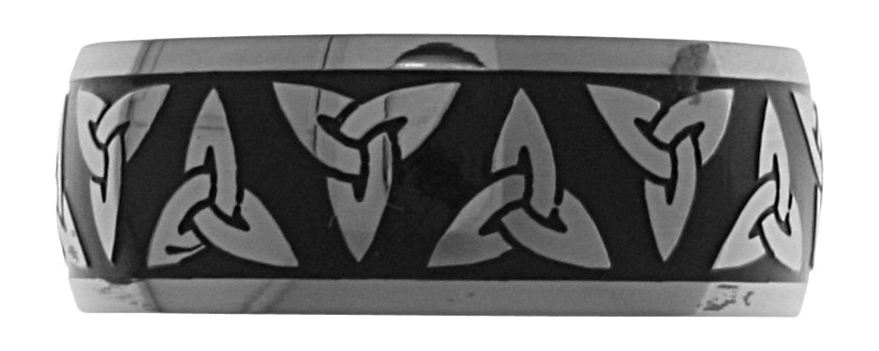 Jewelry Trends Titanium Celtic Trinity Knot Band Ring with Black IP