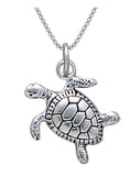 Jewelry Trends Sterling Silver Turtle Charm Pendant on 18 Inch Box Chain Necklace