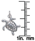 Jewelry Trends Sterling Silver Turtle Charm Pendant on 18 Inch Box Chain Necklace