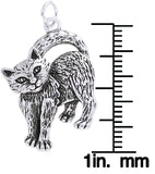 Jewelry Trends Sterling Silver Playful Kitten Cat Pendant on 18 Inch Box Chain Necklace