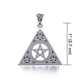 Jewelry Trends Celtic Trinity Pentacle Sterling Silver Triangle Pendant Necklace 18"