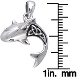 Jewelry Trends Sterling Silver Shark Pendant with Celtic Knot Work on 18 Inch Box Chain Necklace