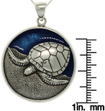 Jewelry Trends Sterling Silver and Blue Enamel Sea Turtle Pendant on 18 Inch Box Chain Necklace