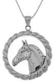 Jewelry Trends Sterling Silver Large Horse Profile Pendant on 18 Inch Box Chain Necklace