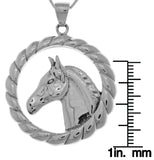 Jewelry Trends Sterling Silver Large Horse Profile Pendant on 18 Inch Box Chain Necklace