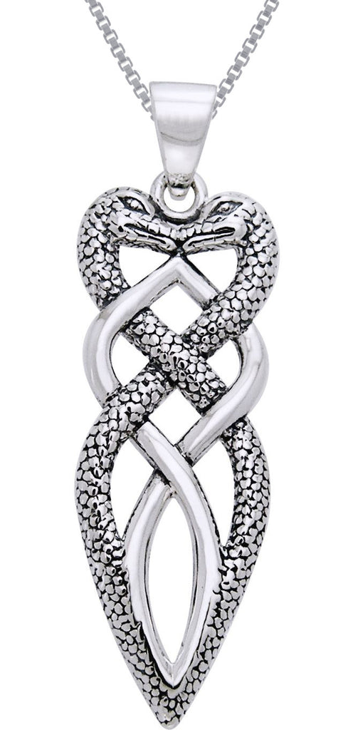Jewelry Trends Sterling Silver Celtic Snake Pendant on 18 Inch Box Chain Necklace
