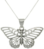Jewelry Trends Sterling Silver Butterfly Flight Pendant on Box Chain Necklace