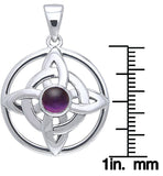Jewelry Trends Sterling Silver with Purple Amethyst Quaternary Knot Pendant on 18 Inch Box Chain Necklace