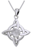Jewelry Trends Sterling Silver with Moonstone Celtic Good Luck Quaternary Knot Pendant on 18 Inch Box Chain Necklace
