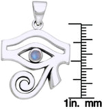 Jewelry Trends Sterling Silver Egyptian Eye of Horus Pendant with Moonstone on 18 Inch Box Chain Necklace