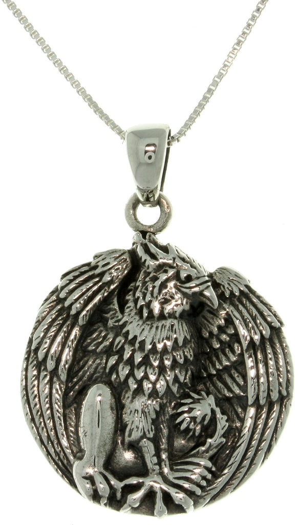 Jewelry Trends Sterling Silver Jody Bergsma Gryphon Pendant with 18 Inch Box Chain Necklace