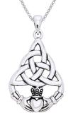 Jewelry Trends Sterling Silver Celtic Triquetra Knot Claddagh Circle of Life Pendant on 18 Inch Box Chain Necklace