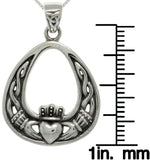 Jewelry Trends Sterling Silver Celtic Claddagh Teadrop Pendant on 18 inch Box Chain Necklace