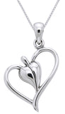Jewelry Trends Sterling Silver Leaf Heart Pendant on 18 Inch Box Chain Necklace