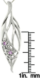 Jewelry Trends Sterling Silver Elegant Flowers Teardrop with Amethyst Pendant on 18 Inch Necklace