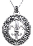 Jewelry Trends Sterling Silver Fleur De Lis Celtic Knotwork Pendant on 18 Inch Box Chain Necklace