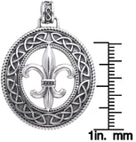 Jewelry Trends Sterling Silver Fleur De Lis Celtic Knotwork Pendant on 18 Inch Box Chain Necklace