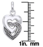 Jewelry Trends Sterling Silver Celtic Double Heart Love Pendant on 18 Inch Box Chain Necklace