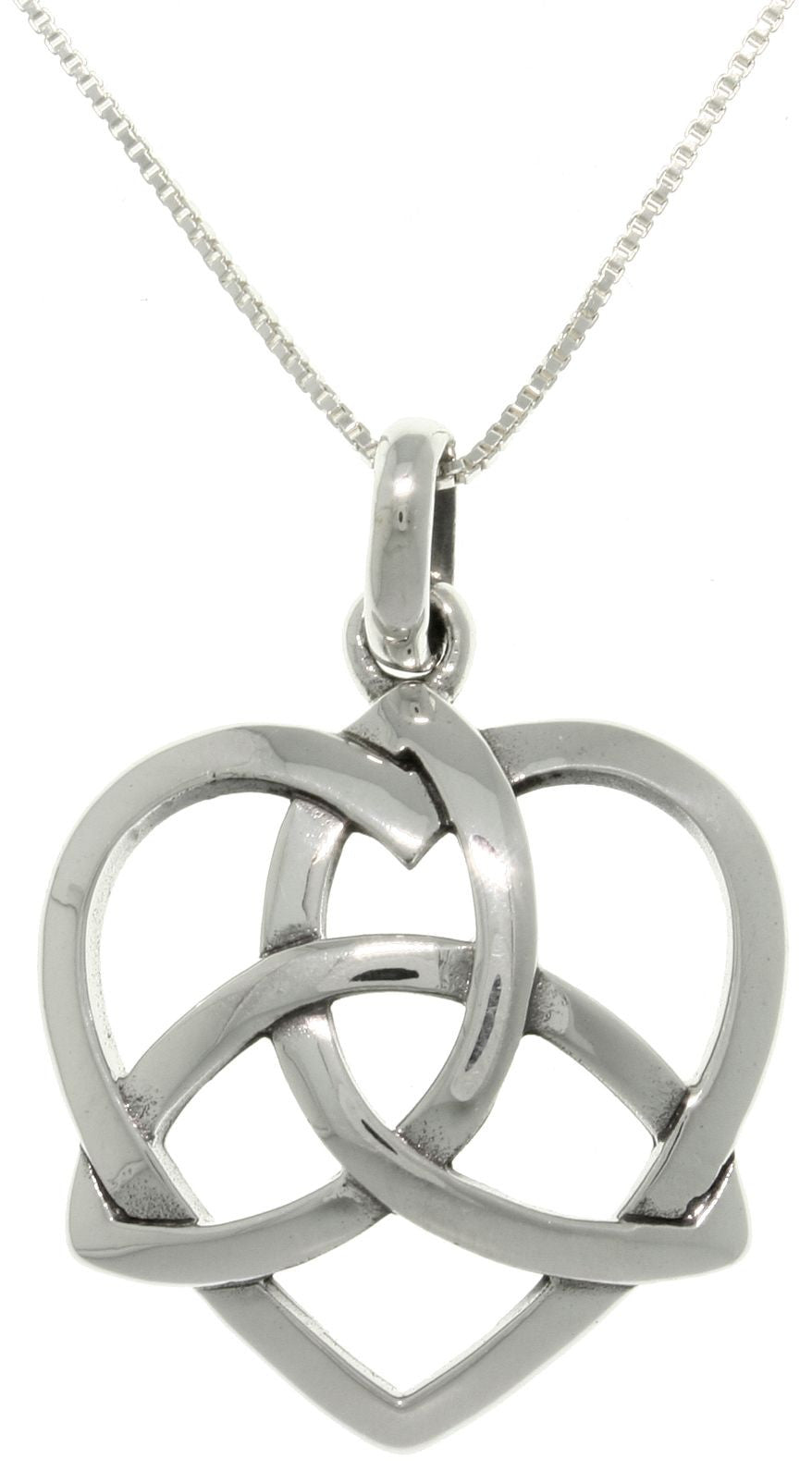 Jewelry Trends Sterling Silver Celtic Trinity Heart Pendant with 18 Inch Box Chain Necklace Gift