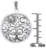 Jewelry Trends Sterling Silver Celtic Sun Moon Tree of Life Pendant on 18 Inch Box Chain Necklace