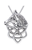 Jewelry Trends Sterling Silver Celtic Knot Work Horse Head Pendant on 18 Inch Box Chain Necklace