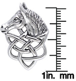 Jewelry Trends Sterling Silver Celtic Knot Work Horse Head Pendant on 18 Inch Box Chain Necklace