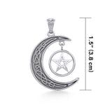 Jewelry Trends Magic Crescent Moon Pentacle Sterling Silver Pendant Necklace 18"