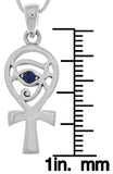 Jewelry Trends Sterling Silver Eye of Horus Ankh Pendant with Synthetic Blue Lapis on 18 Inch Box Chain Necklace