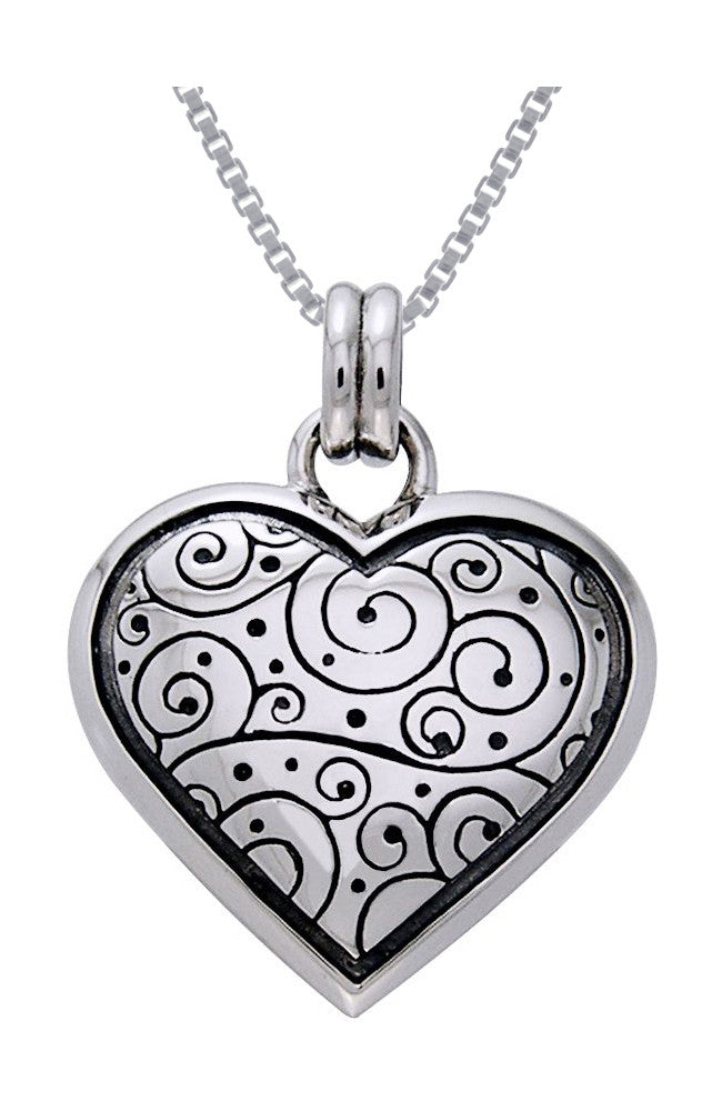 Jewelry Trends Sterling Silver Celtic Spiral Heart Pendant on 18 Inch Box Chain Necklace